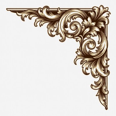 Ornate Floral Corner Border Illustration