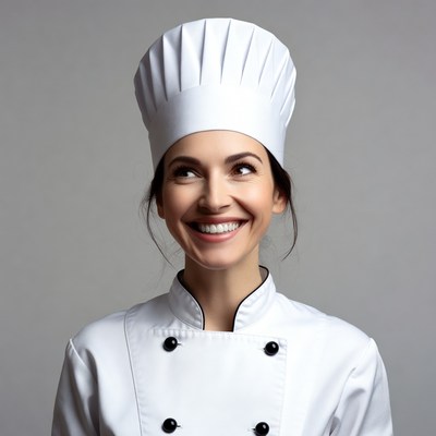 Smiling woman in chef uniform