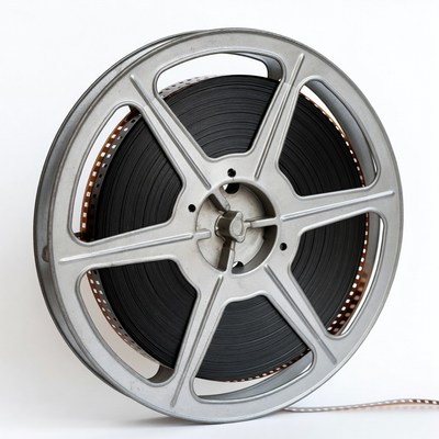 Vintage Film Reel on White Background