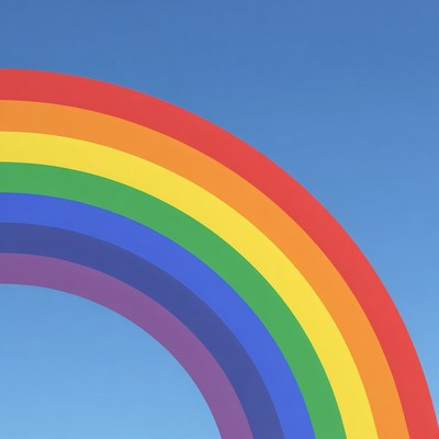 Rainbow arc on blue sky