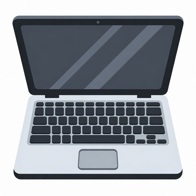 Open Silver Laptop Illustration