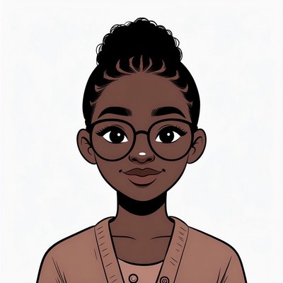 African-American girl with glasses illustration