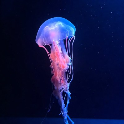 Glowing Blue Jellyfish in Dark Water
