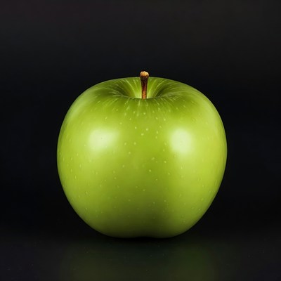 Green apple on black background