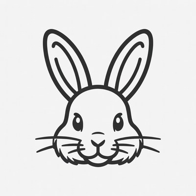 Cute bunny face outline illustration