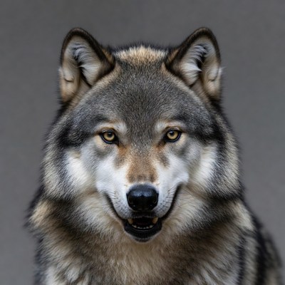 Gray wolf close-up portrait
