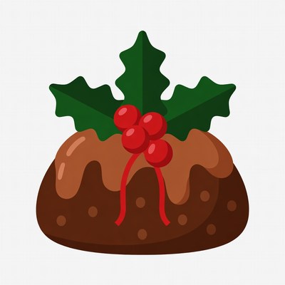 Christmas Pudding with Holly