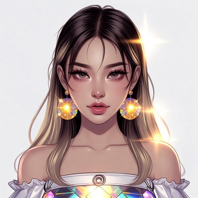 Asian woman with sparkling earrings
