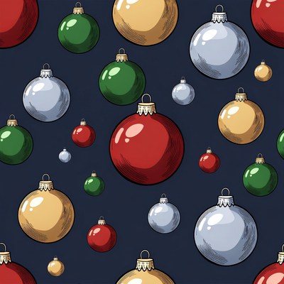 Colorful Christmas Baubles Seamless Pattern