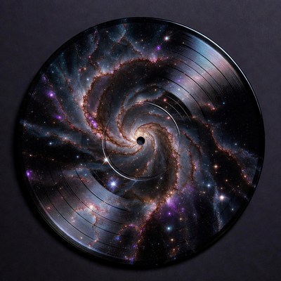 Vinyl Record with Galaxy Nebula Design