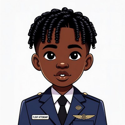 African-American boy flight attendant illustration