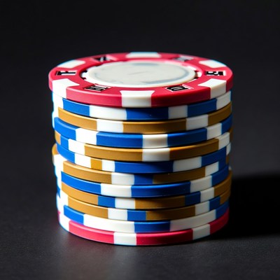 Stack of colorful poker chips