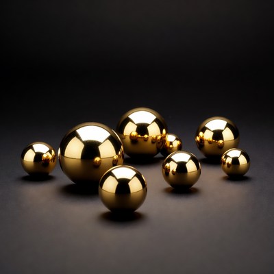 Shiny Gold Spheres on Black Background