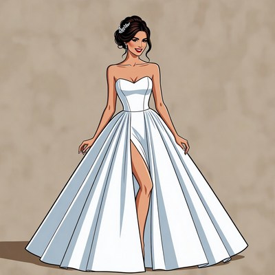 Woman in white slit gown