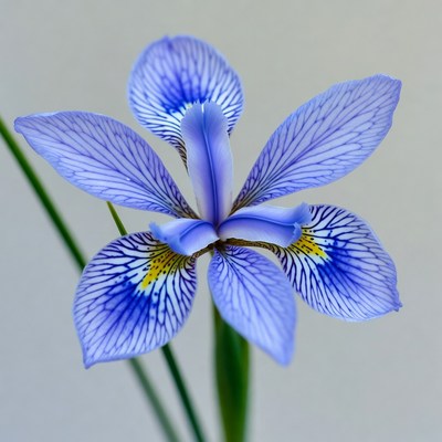 Blue Iris Flower with Yellow Veins