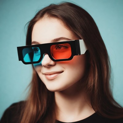 Woman wearing 3D glasses