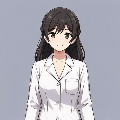 Anime girl in white lab coat