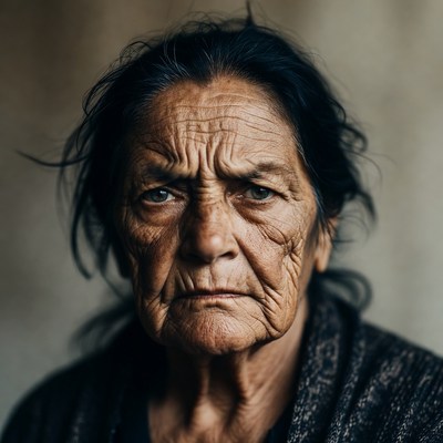 Elderly woman close-up portrait