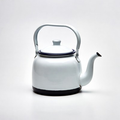 White enamel teapot isolated