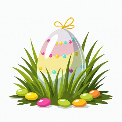 Colorful Easter Egg in Grass