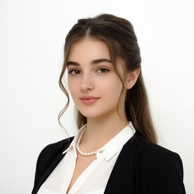 Young woman in white blouse and blazer