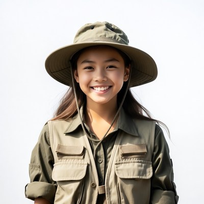 Asian girl in safari outfit