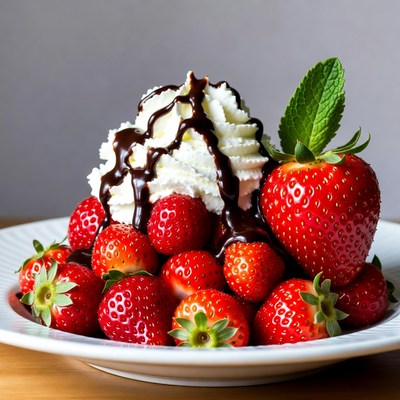 Strawberries with Whipped Cream and Chocolate