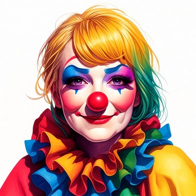 Female Clown with Colorful Makeup