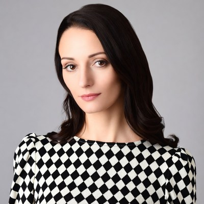 Woman in black and white checkered blouse