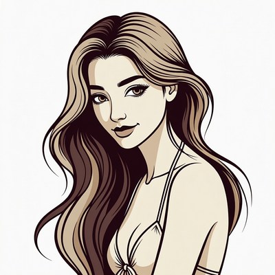 Beautiful woman with long wavy hair