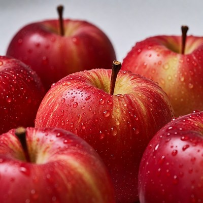 Fresh Red Apples with Water Droplets