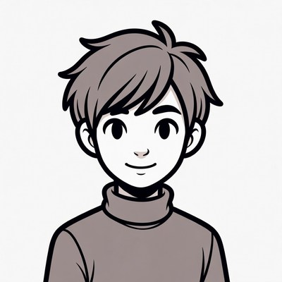 Anime boy smiling in turtleneck