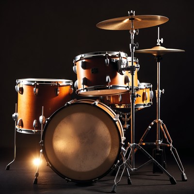 Orange drum set on black background