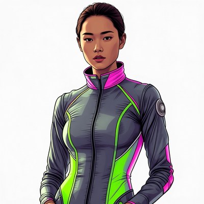 Asian woman in pink-trimmed jacket