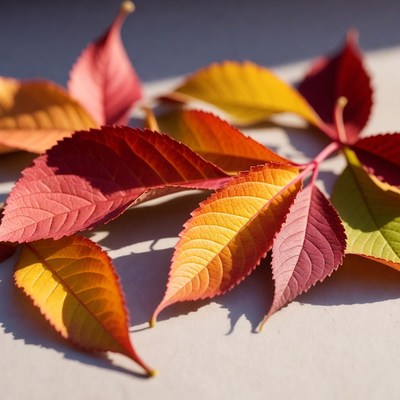 Colorful Autumn Leaves on White Surface