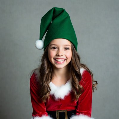 Girl in Santa Elf Costume