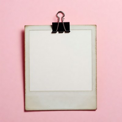 Blank Polaroid photo clipped on pink background