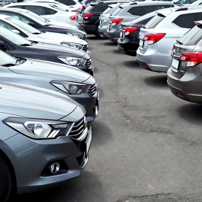 Row of Parked Cars in Lot