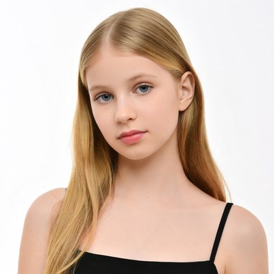 Blonde girl on white background