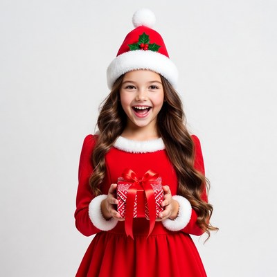 Girl holding Christmas gift