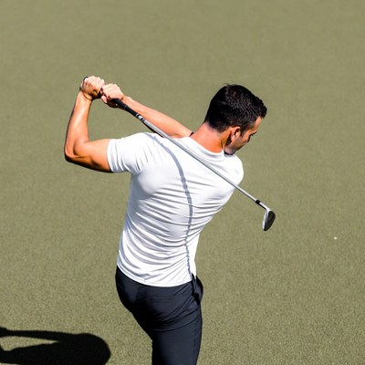 Man swinging golf club