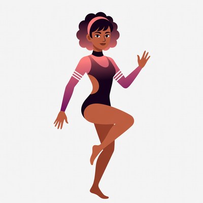 African-American woman waving in leotard