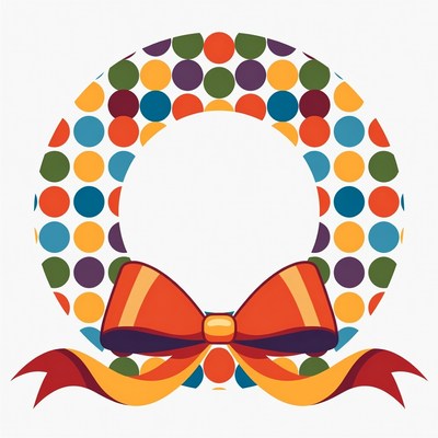 Colorful Polka Dot Wreath with Bow
