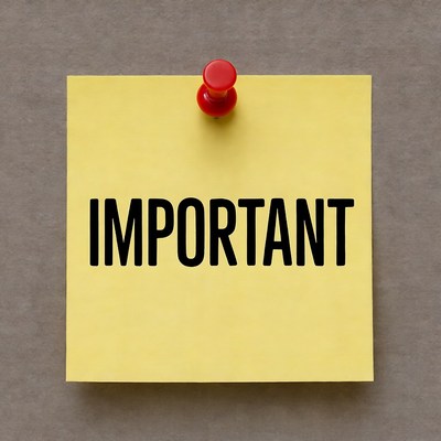 Yellow IMPORTANT Note Pinned