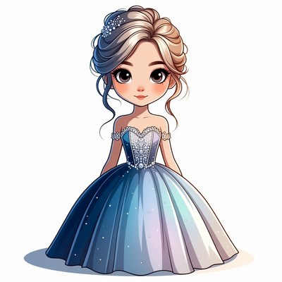 Beautiful girl in sparkling blue gown