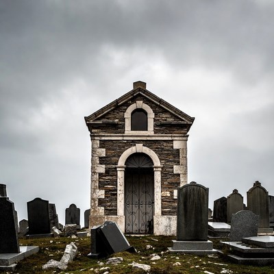 Stone Mausoleum in Cemetery