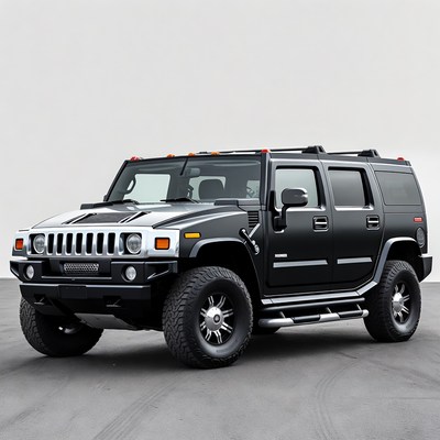 Black Hummer H2 SUV Front View