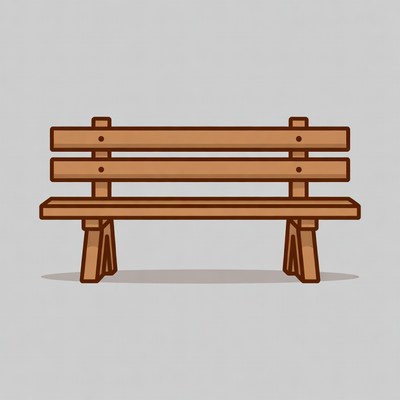 Wooden Park Bench Illustration