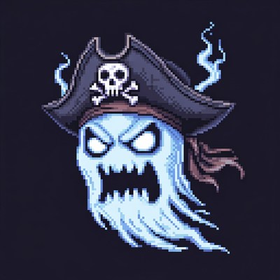 Ghost Pirate with Skull Hat