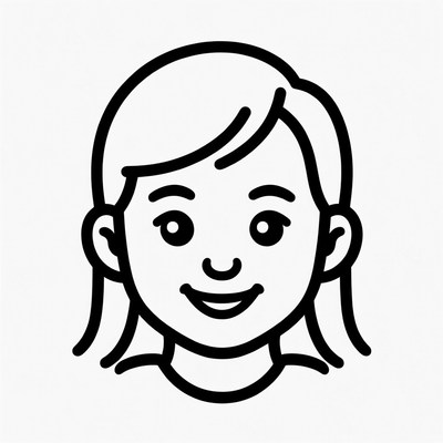 Smiling girl line icon